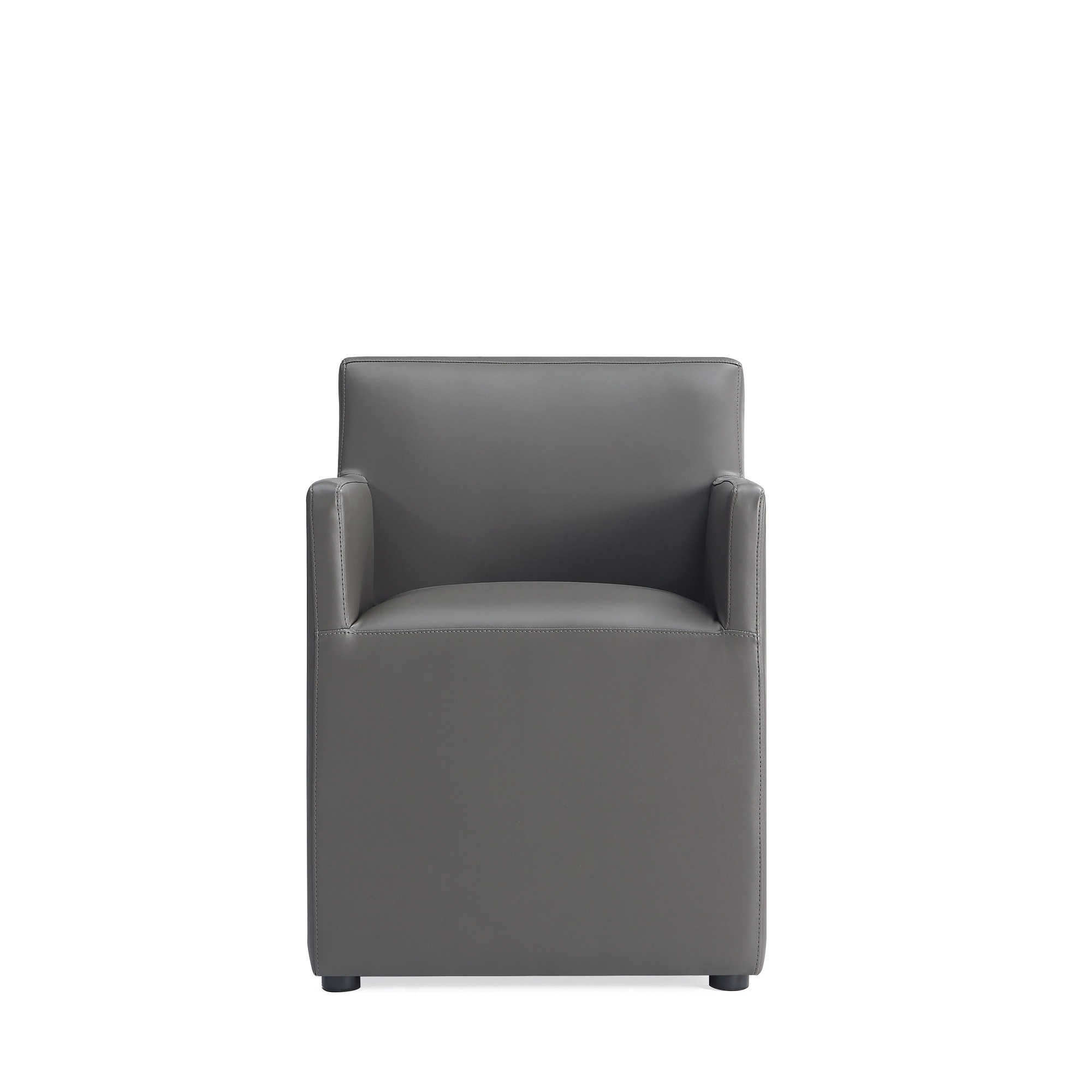 Manhattan Comfort, Anna Modern Square Faux Leather Armchair in Pewter, Primary Color Pewter, Included (qty.) 1 Model# DC058AR